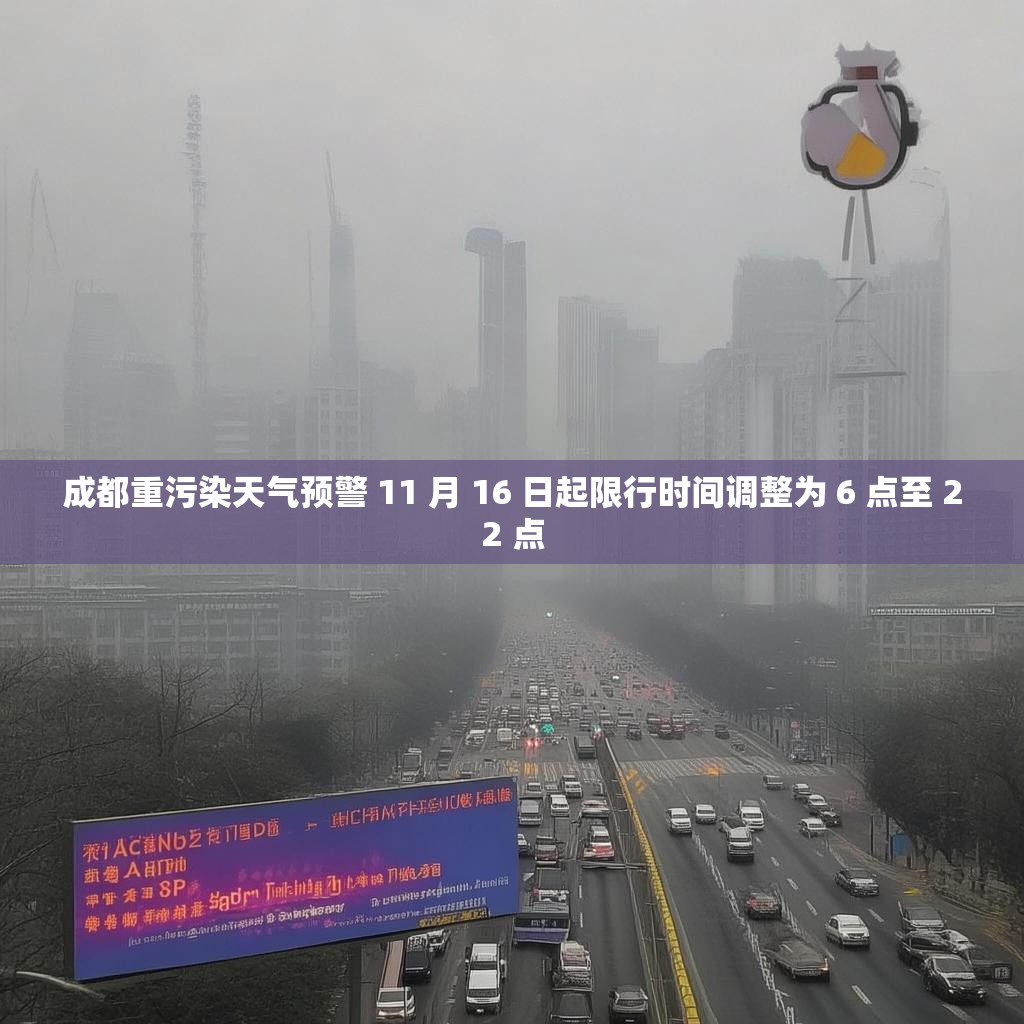 成都重污染天气预警 11 月 16 日起限行时间调整为 6 点至 22 点