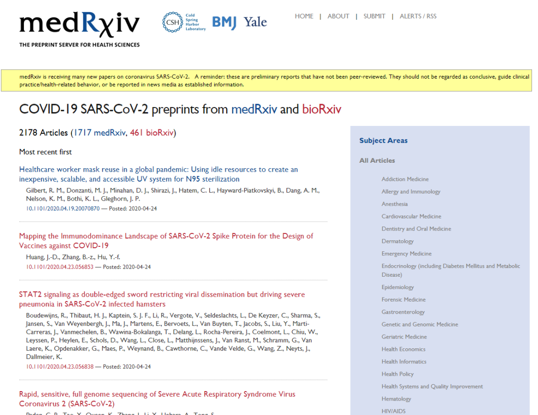 新冠疫情下生物医学领域预印本平台论文质量及泛滥问题